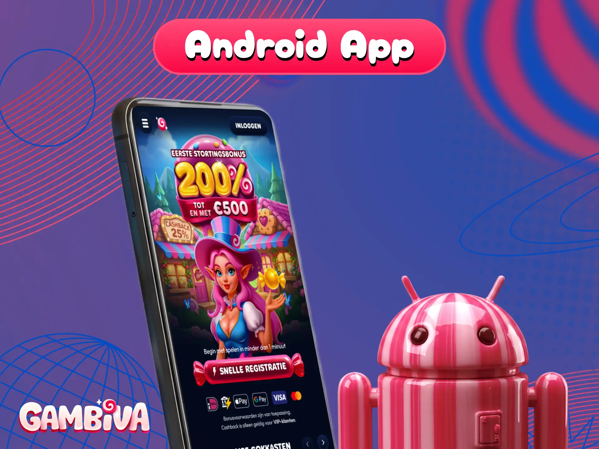 Download de handige Gambiva app voor uw Android toestel en zet in.