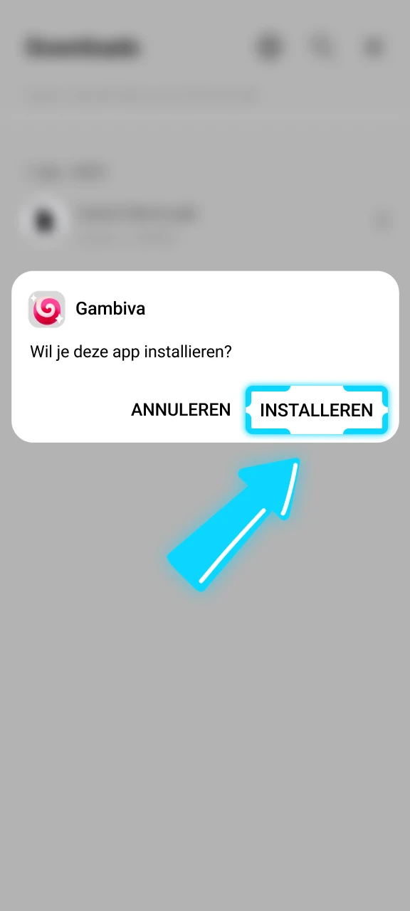 Rond de Gambiva installatie op uw Android apparaat succesvol af.
