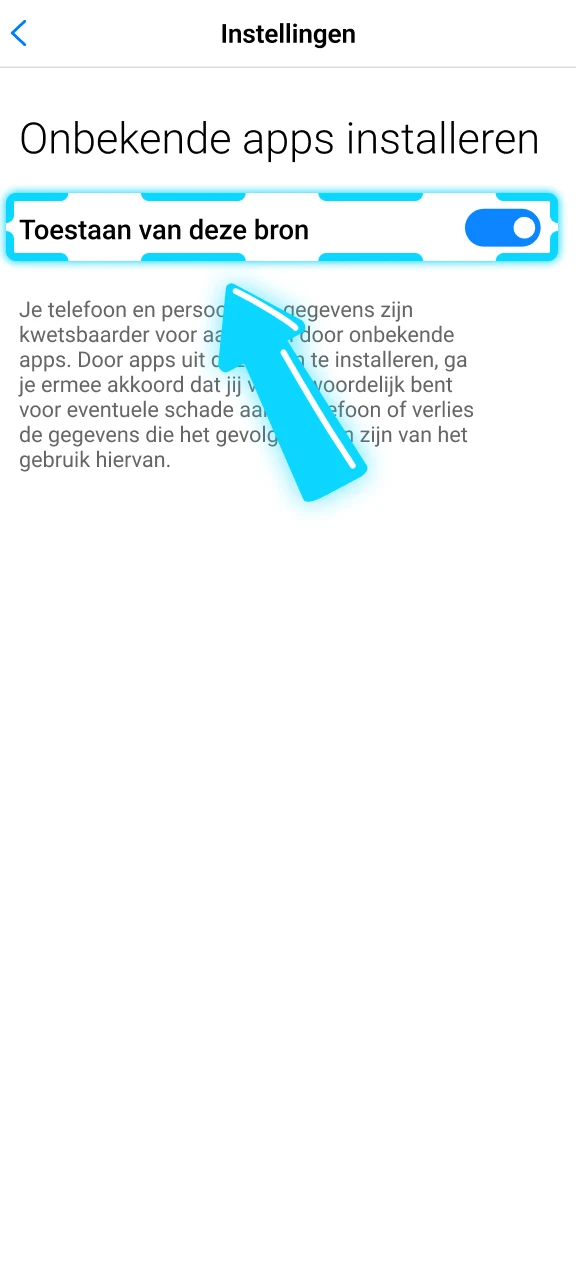 Sta installatie van de Gambiva Android app toe vanuit onbekende bronnen.