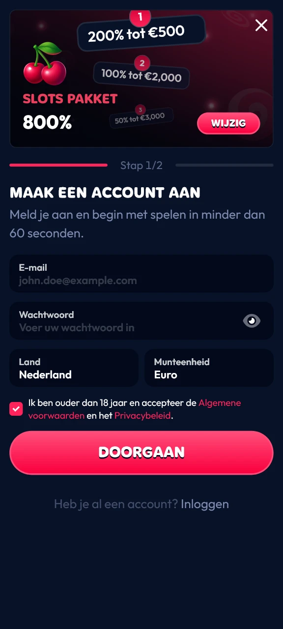 Registreer een nieuw speelaccount via de Gambiva app en claim meteen je welkomstcadeau.