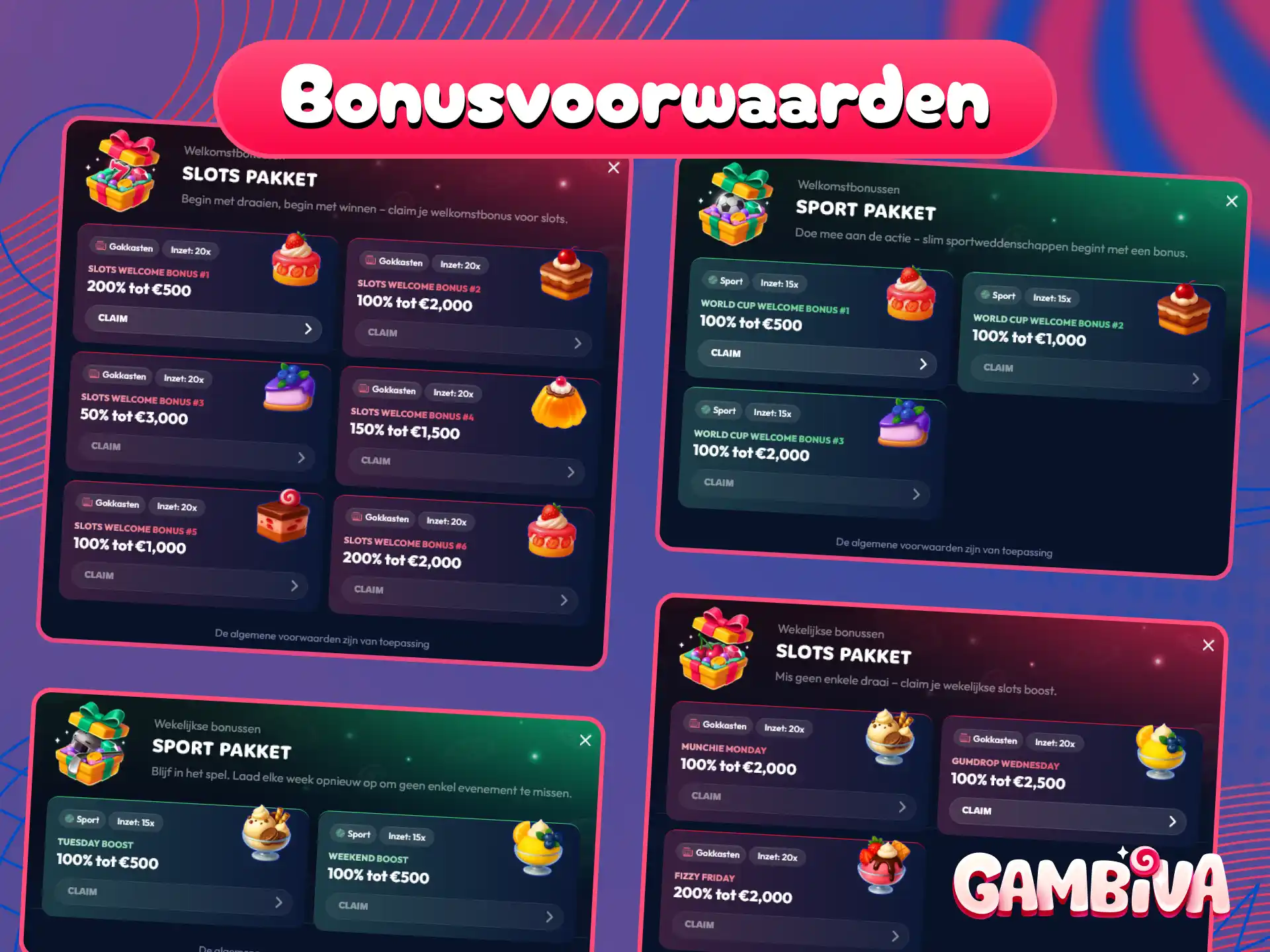 Bekijk de officiële Gambiva bonusvoorwaarden om direct slim te gokken.