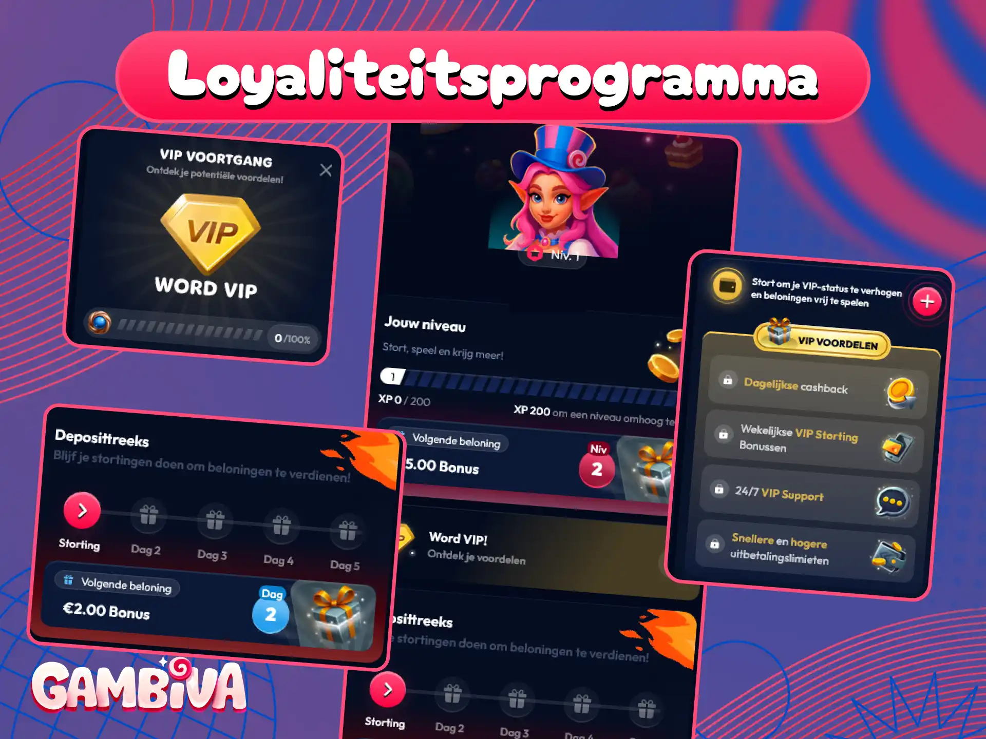 Word lid van het Gambiva loyaliteitsprogramma en verdien geweldige beloningen.