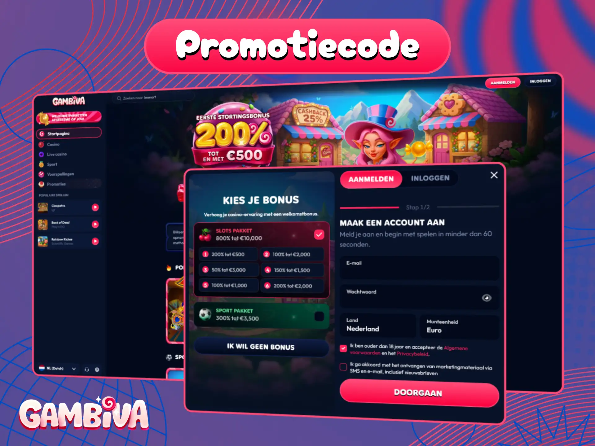 Activeer een exclusieve Gambiva promotiecode voor extra voordeel tijdens het spelen.