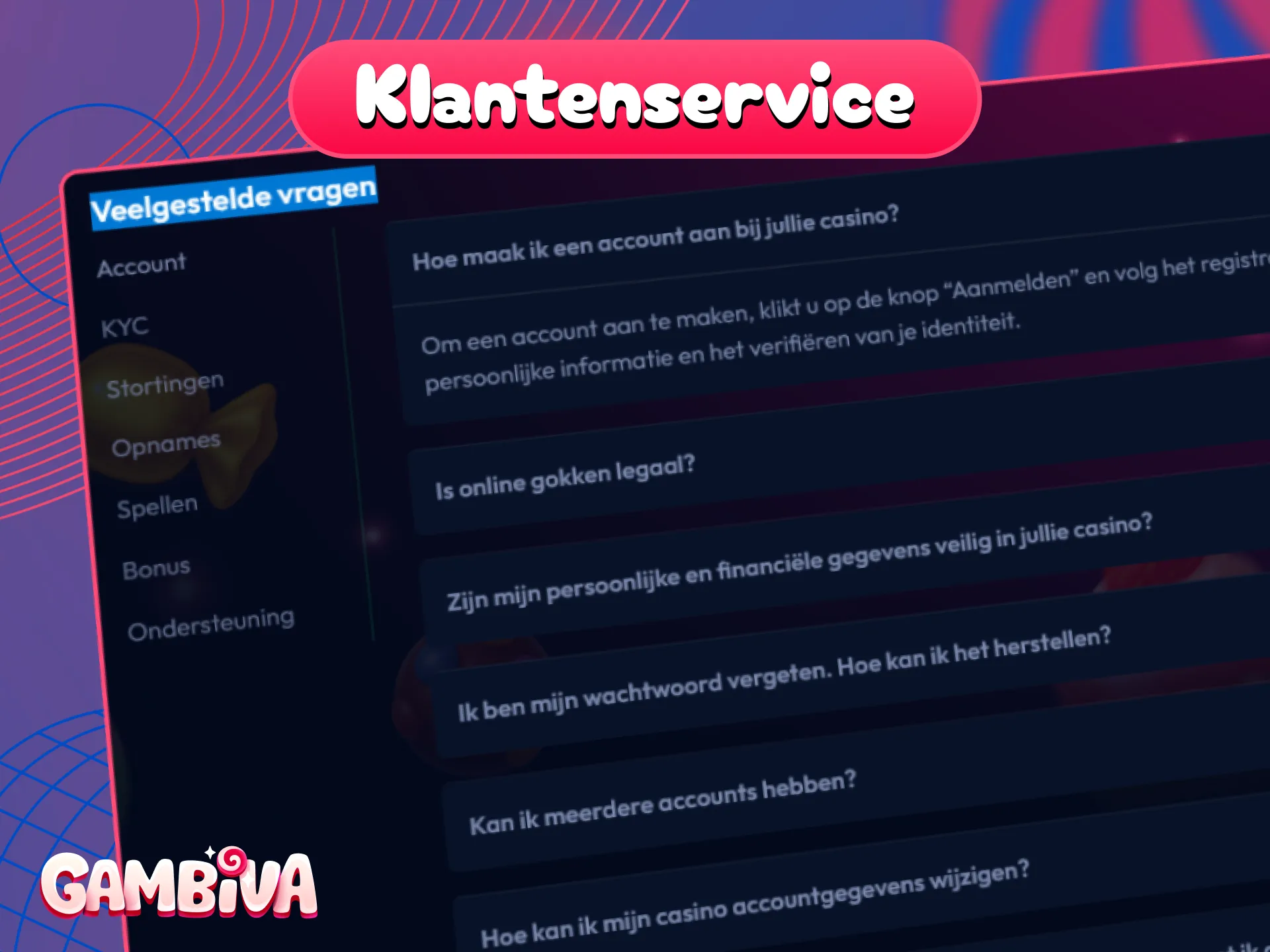Neem contact op met de Gambiva klantenservice voor directe hulp bij al uw vragen over het platform.