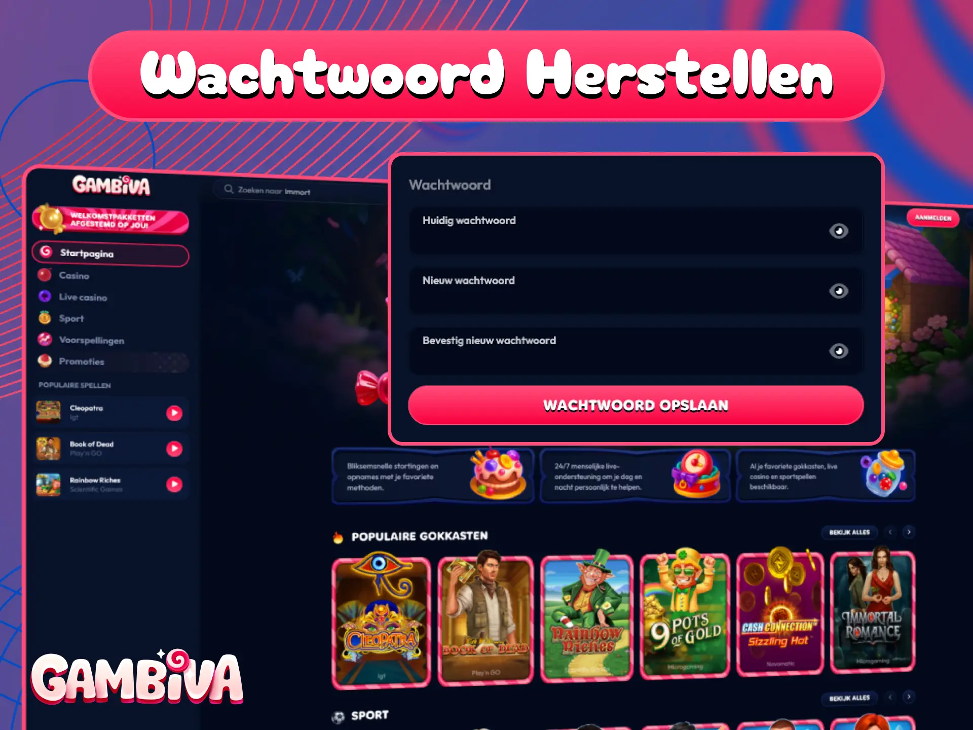 Herstel snel het wachtwoord van je Gambiva account om weer in te loggen.