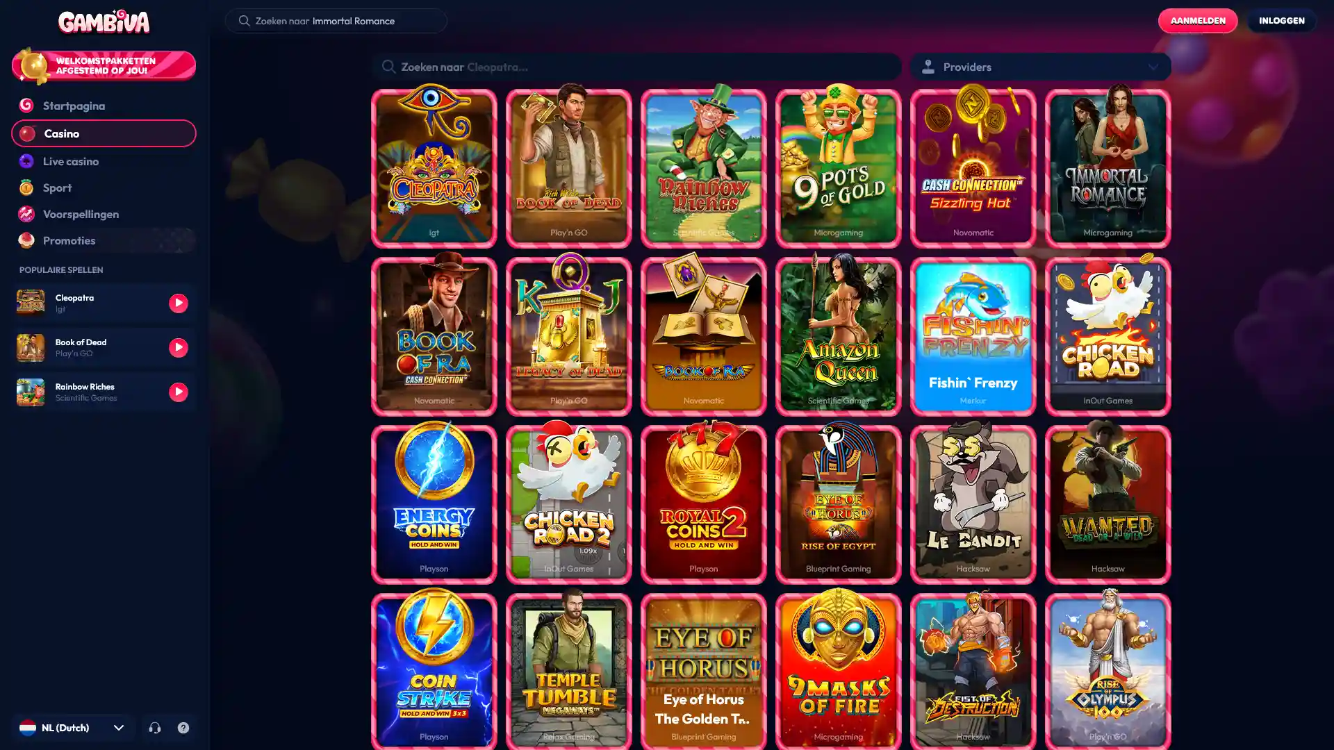 Bezoek het online casino van Gambiva en speel direct de beste gokkasten.