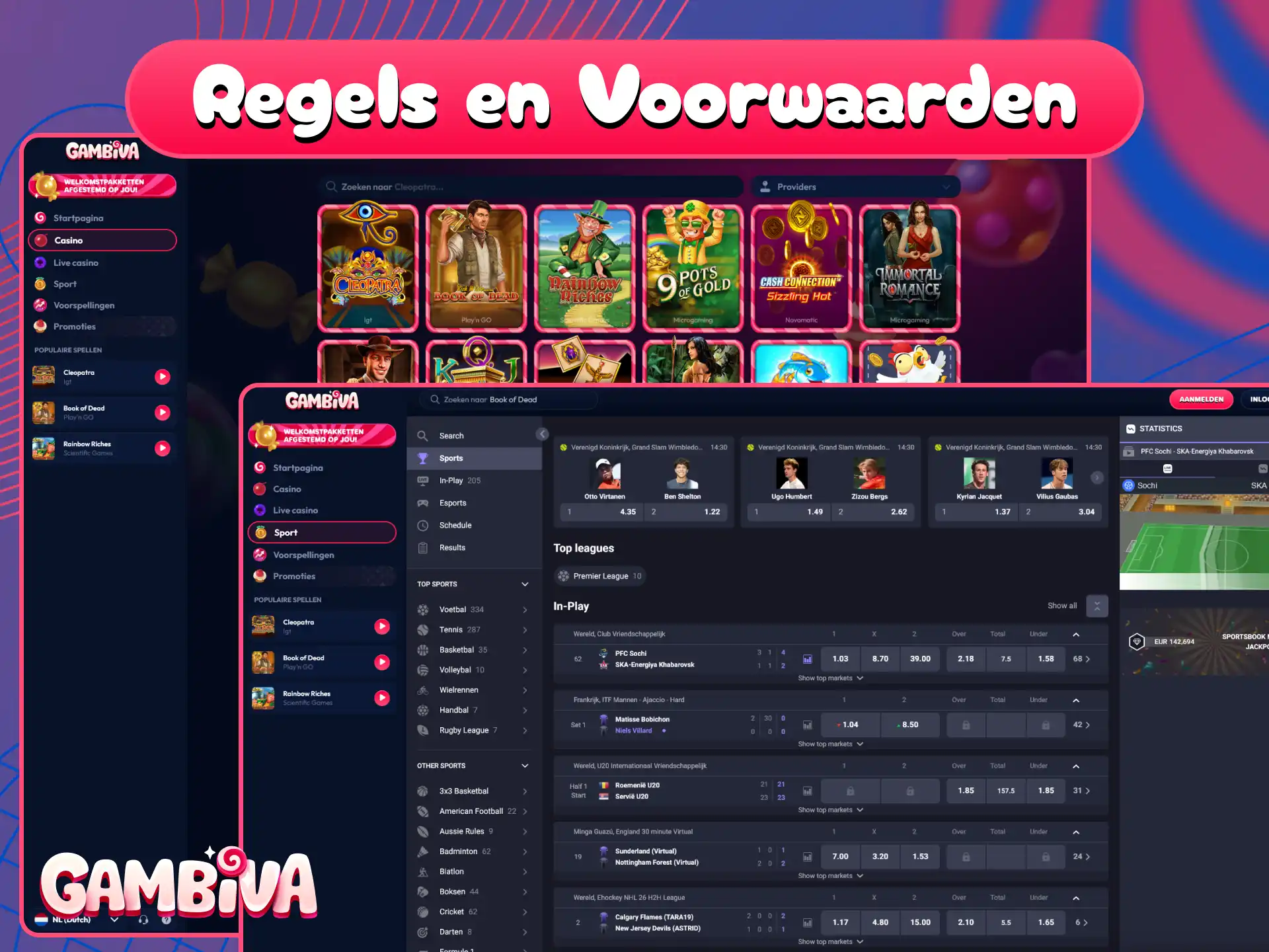 Lees de algemene regels en voorwaarden van de Gambiva goksite.