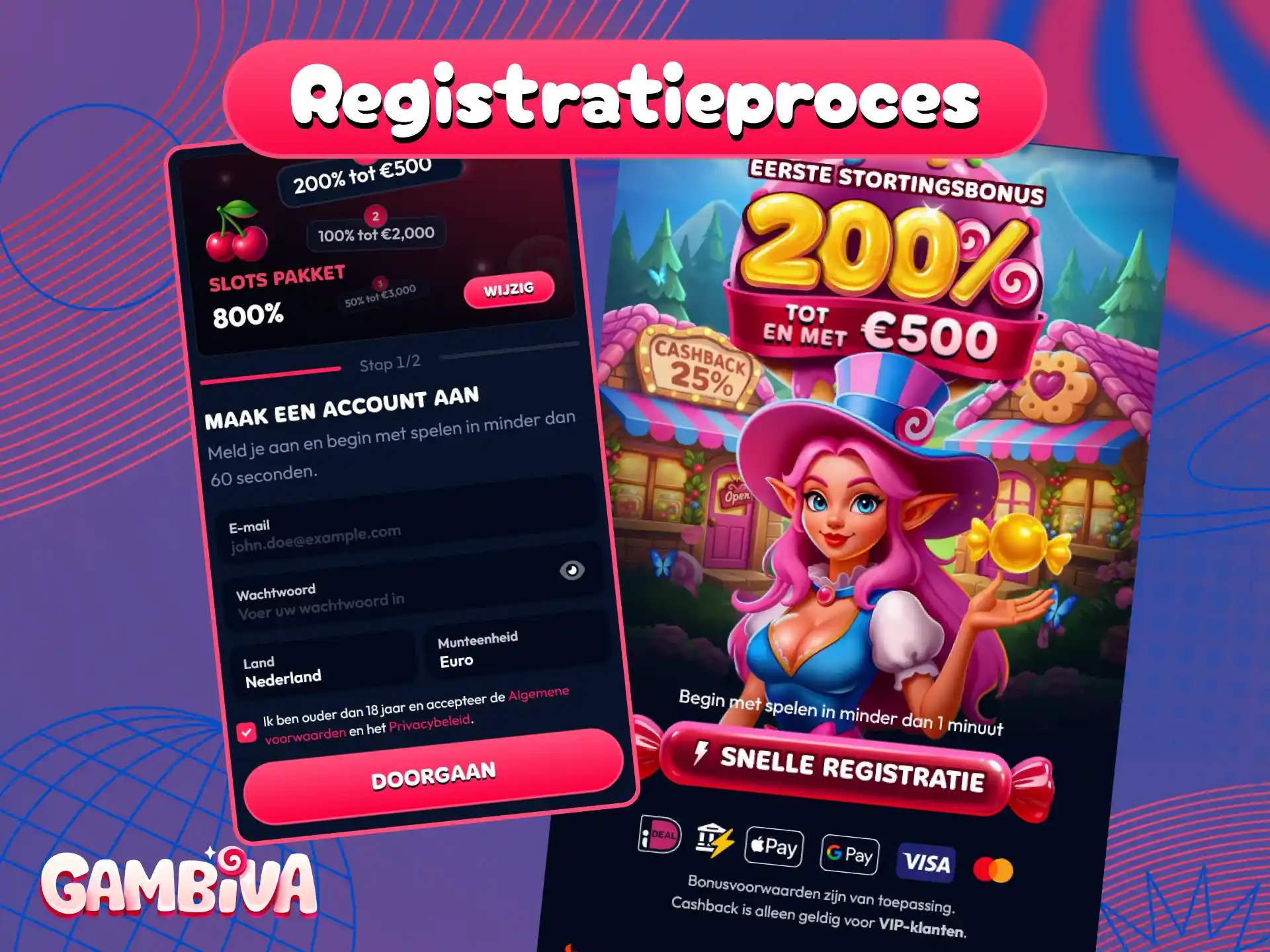 Maak snel een nieuw account aan tijdens het Gambiva registratieproces.