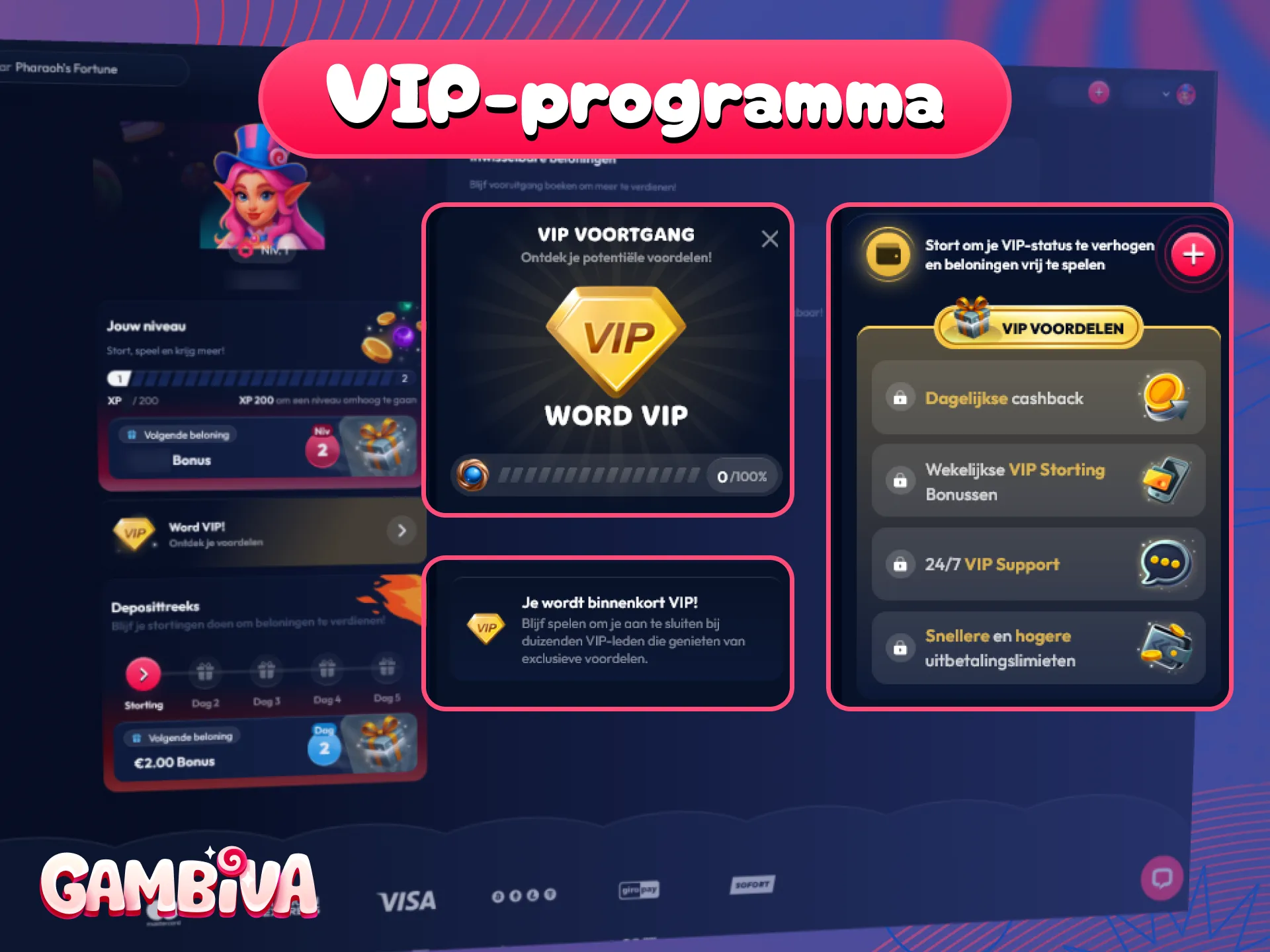 Word lid van het exclusieve Gambiva VIP-programma voor extra voordelen.